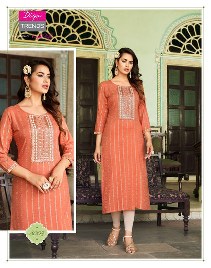 Victoria Vol 8 Diya Trends Rayon Long Straight Kurti