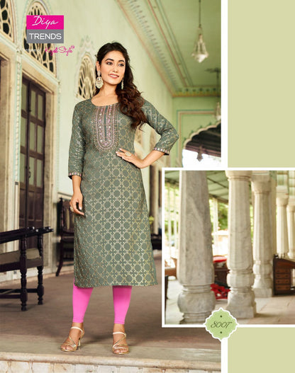 Victoria Vol 8 Diya Trends Rayon Long Straight Kurti