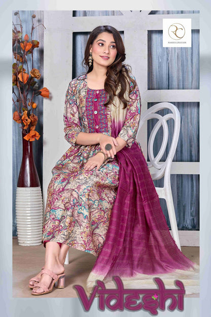 Videshi Ramdev Creation Modal Readymade Pant Style Suits