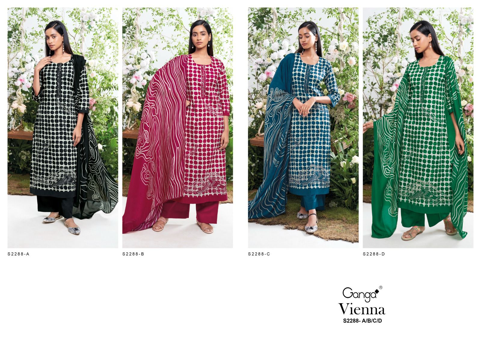 Vienna-2288 Ganga Premium Cotton Plazzo Style Suits