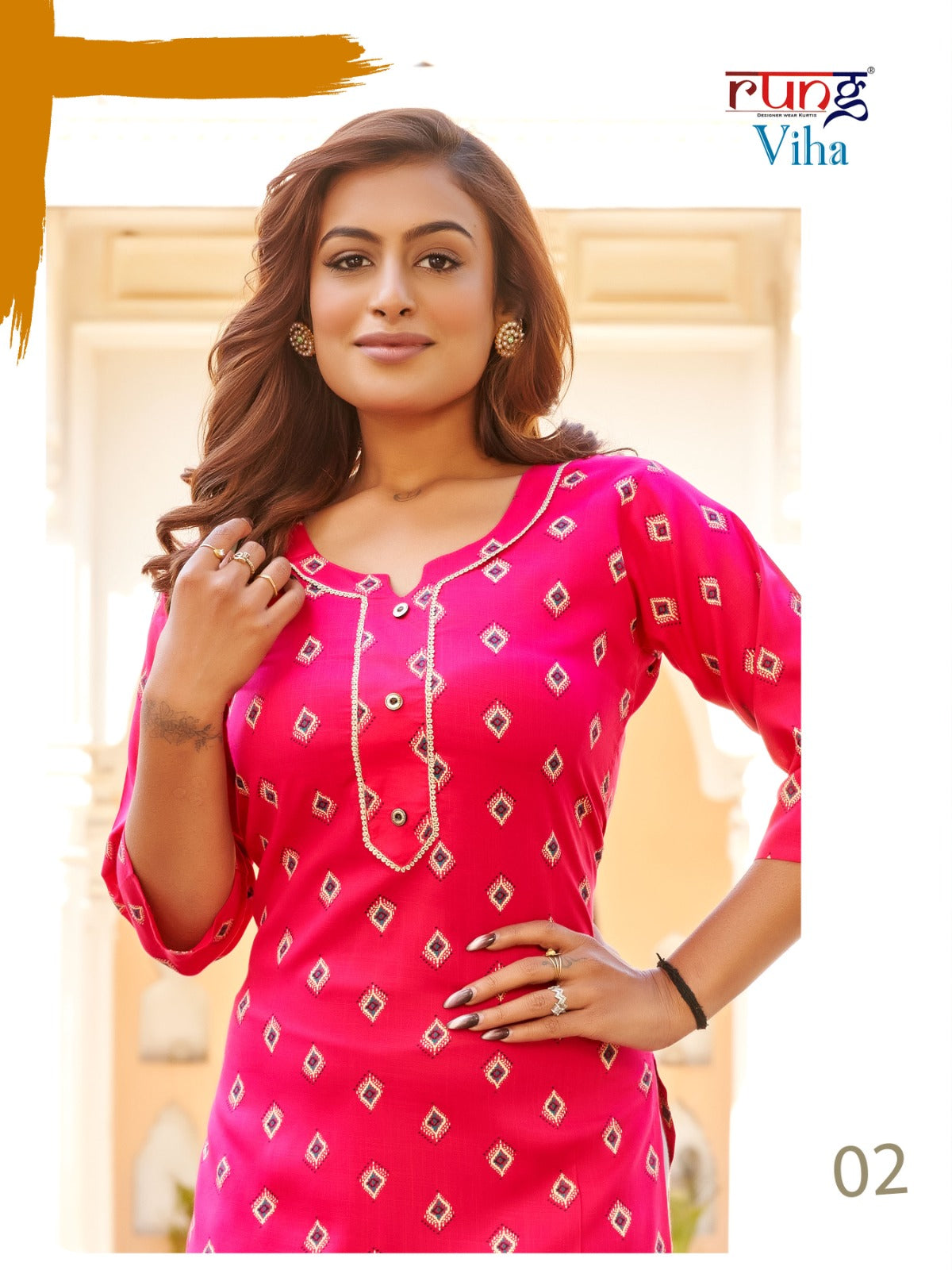 Viha Rung Rayon Knee Length Kurtis