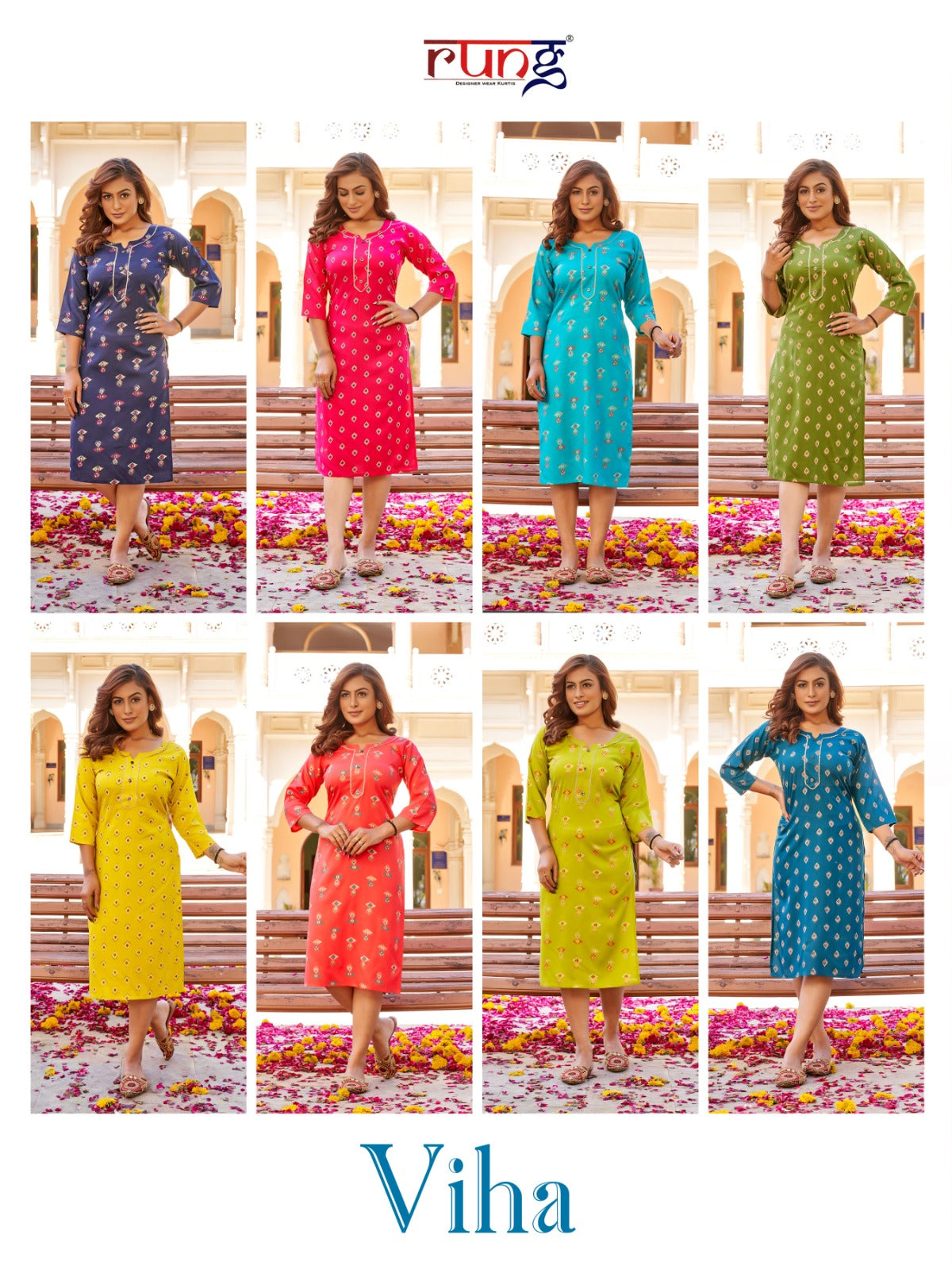 Viha Rung Rayon Knee Length Kurtis
