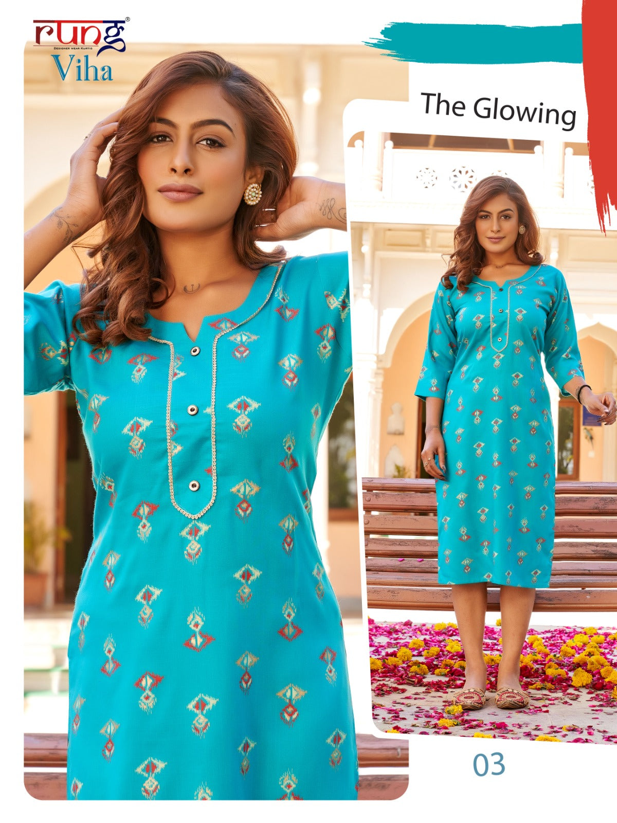 Viha Rung Rayon Knee Length Kurtis