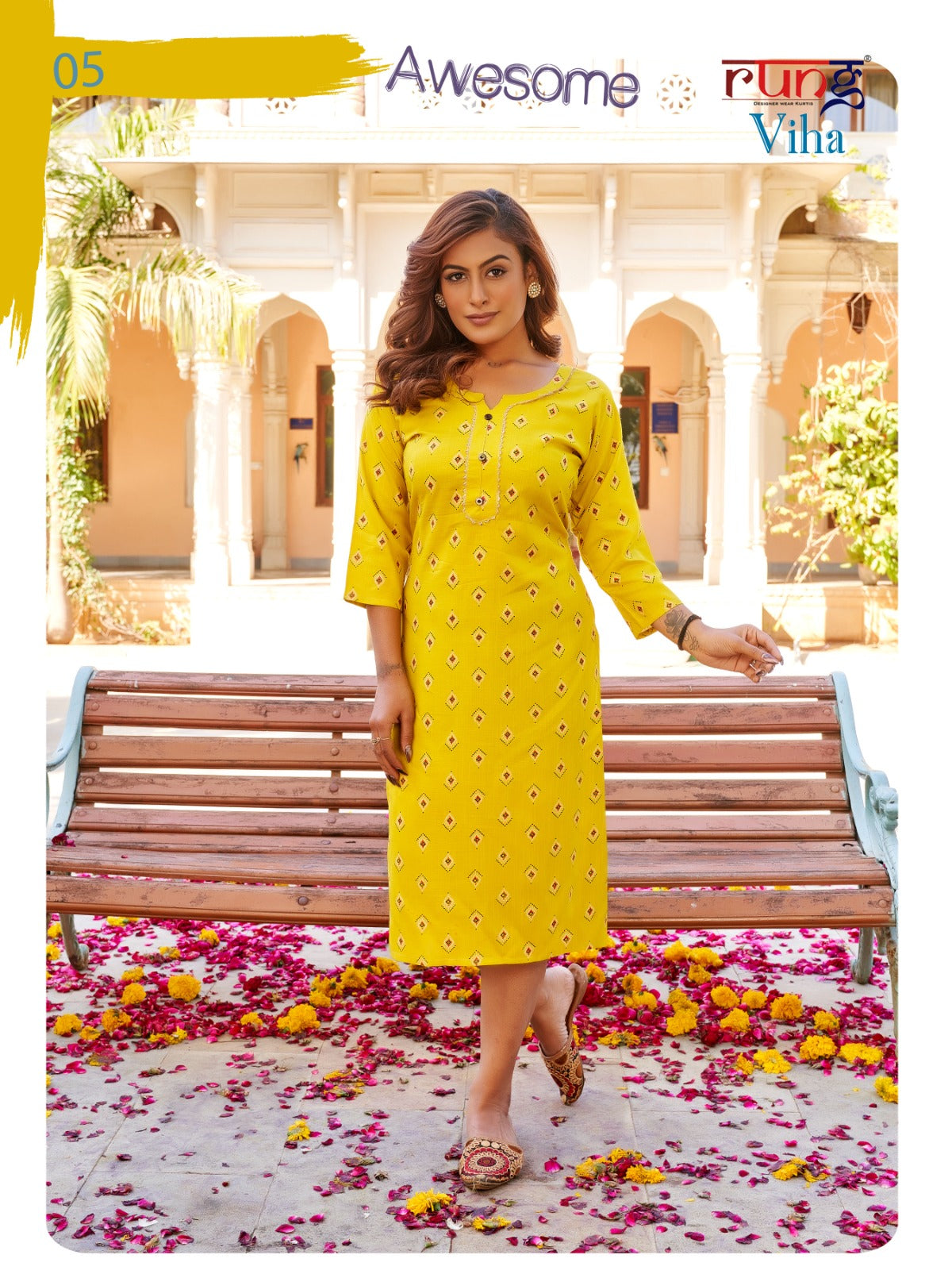 Viha Rung Rayon Knee Length Kurtis