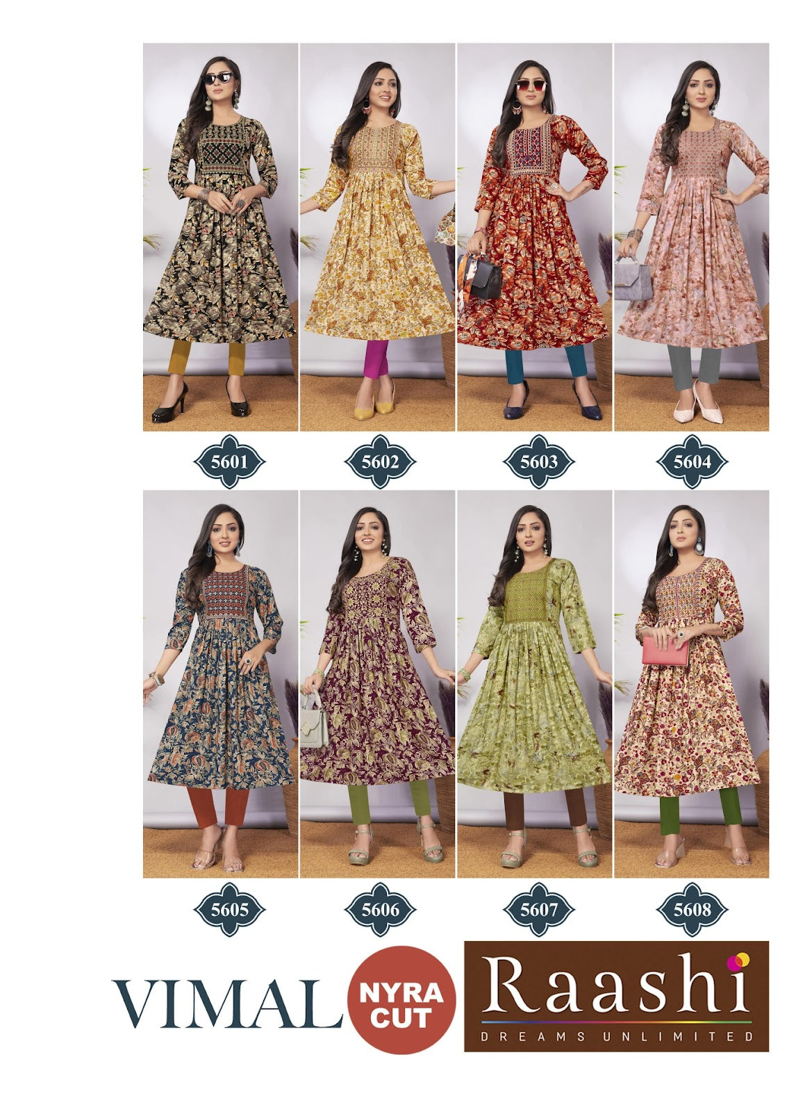 Vimal Raashi Rayon Naira Cut Kurtis