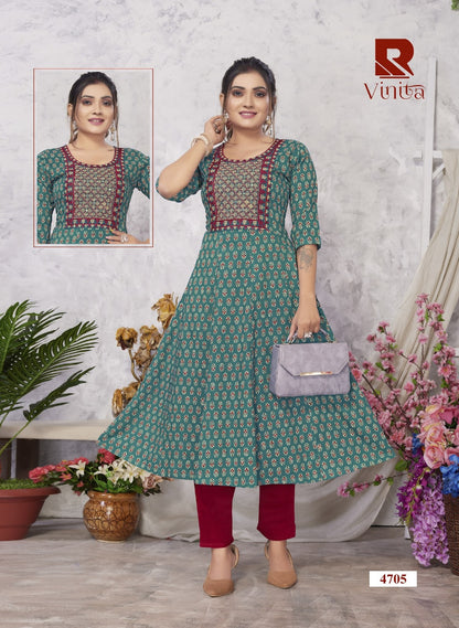 Vinita Raashi Rayon Anarkali Kurtis