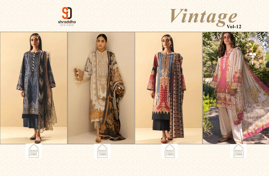 Vintage Vol 12 Shraddha Designer Lawn Cotton Pakistani Patch Work Suits