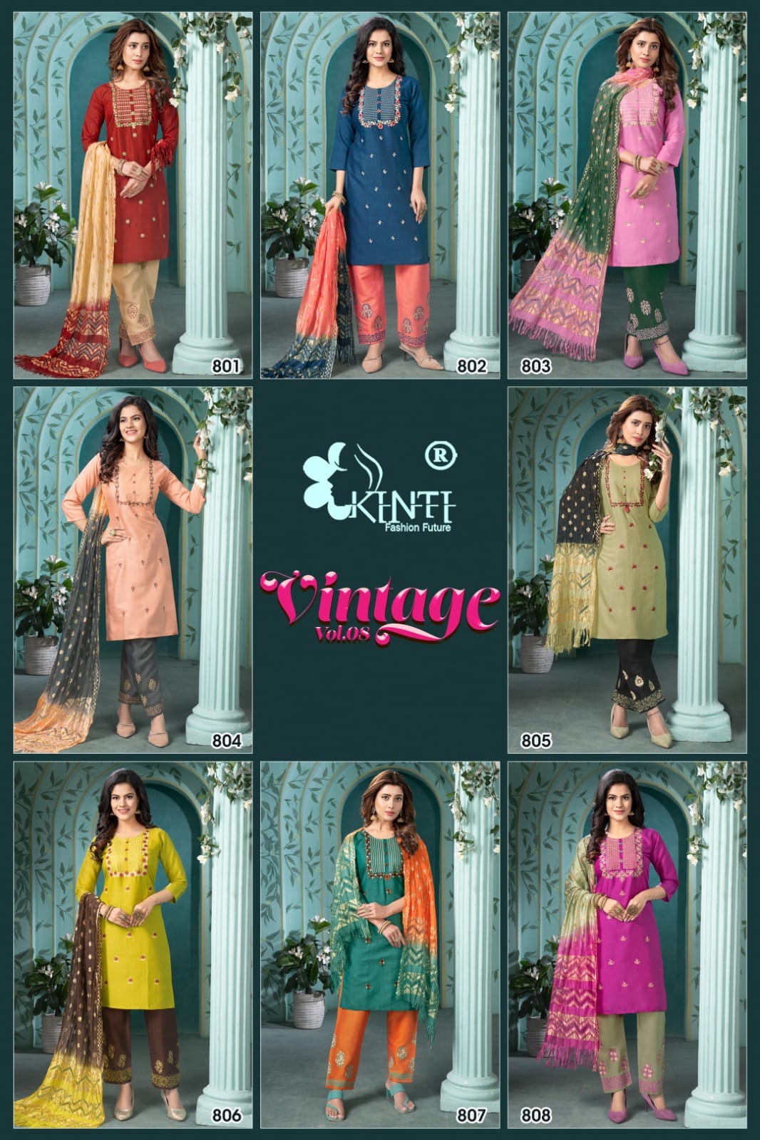 Vintage Vol 8 Kinti Rayon Readymade Pant Style Suits