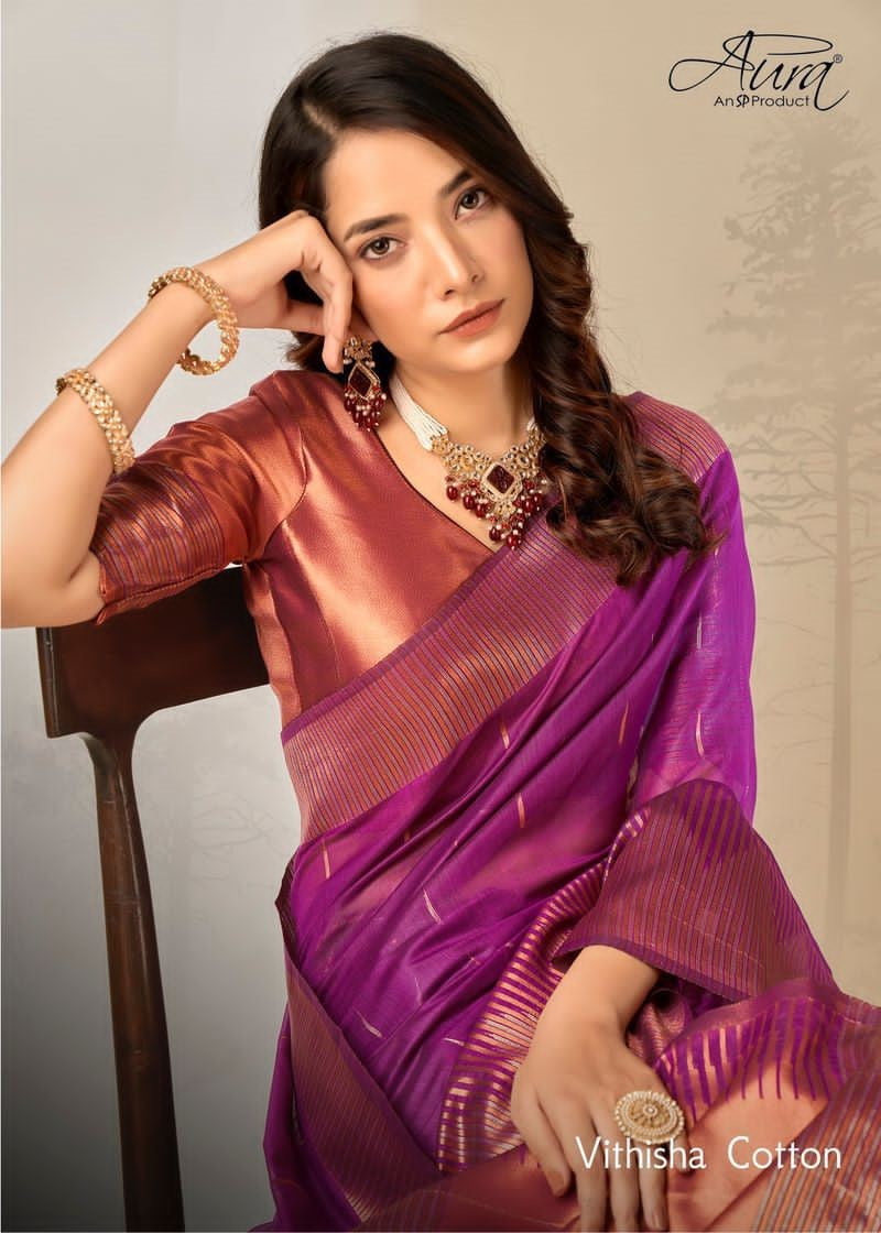 Vithisha Cotton Aura Sarees