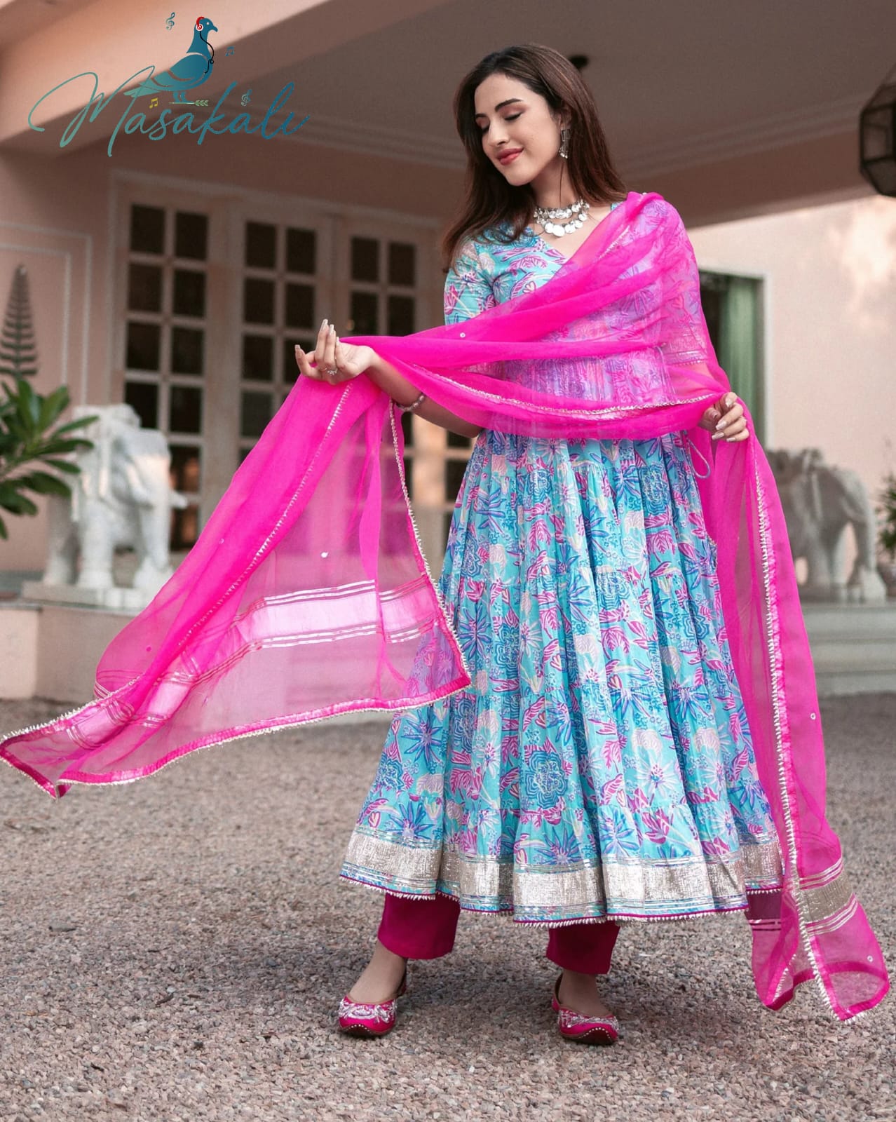 ladyline Womens Cotton Kurta with Chanderi Silk Dupatta Pants Set Salwar  Kameez Suit (Size-38/ Sage Gray) at Amazon Women's Clothing store
