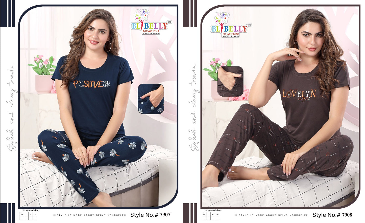 Vol-518 Belly Hosiery Sinker Pyjama Night Suits