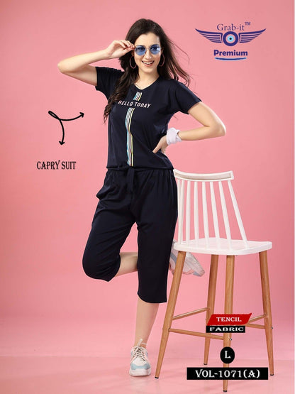 Vol 1071 A Grab It Tencil Capri Night Suits