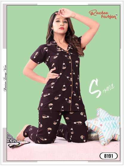 Vol 1205 Ruchee Fashion Sinker Collar Night Suits