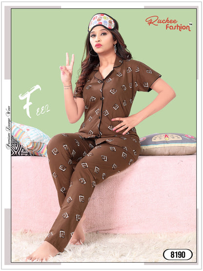 Vol 1205 Ruchee Fashion Sinker Collar Night Suits