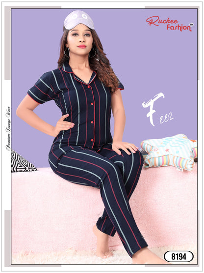Vol 1205 Ruchee Fashion Sinker Collar Night Suits