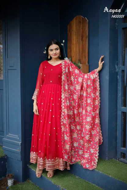 Vol 14 Aayaa Georgette Gown Dupatta Set