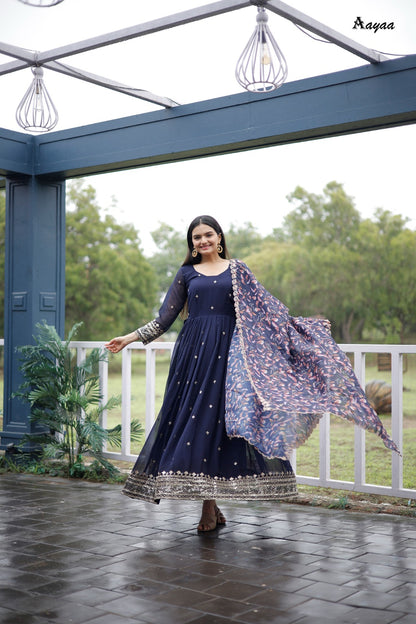 Vol 14 Aayaa Georgette Gown Dupatta Set
