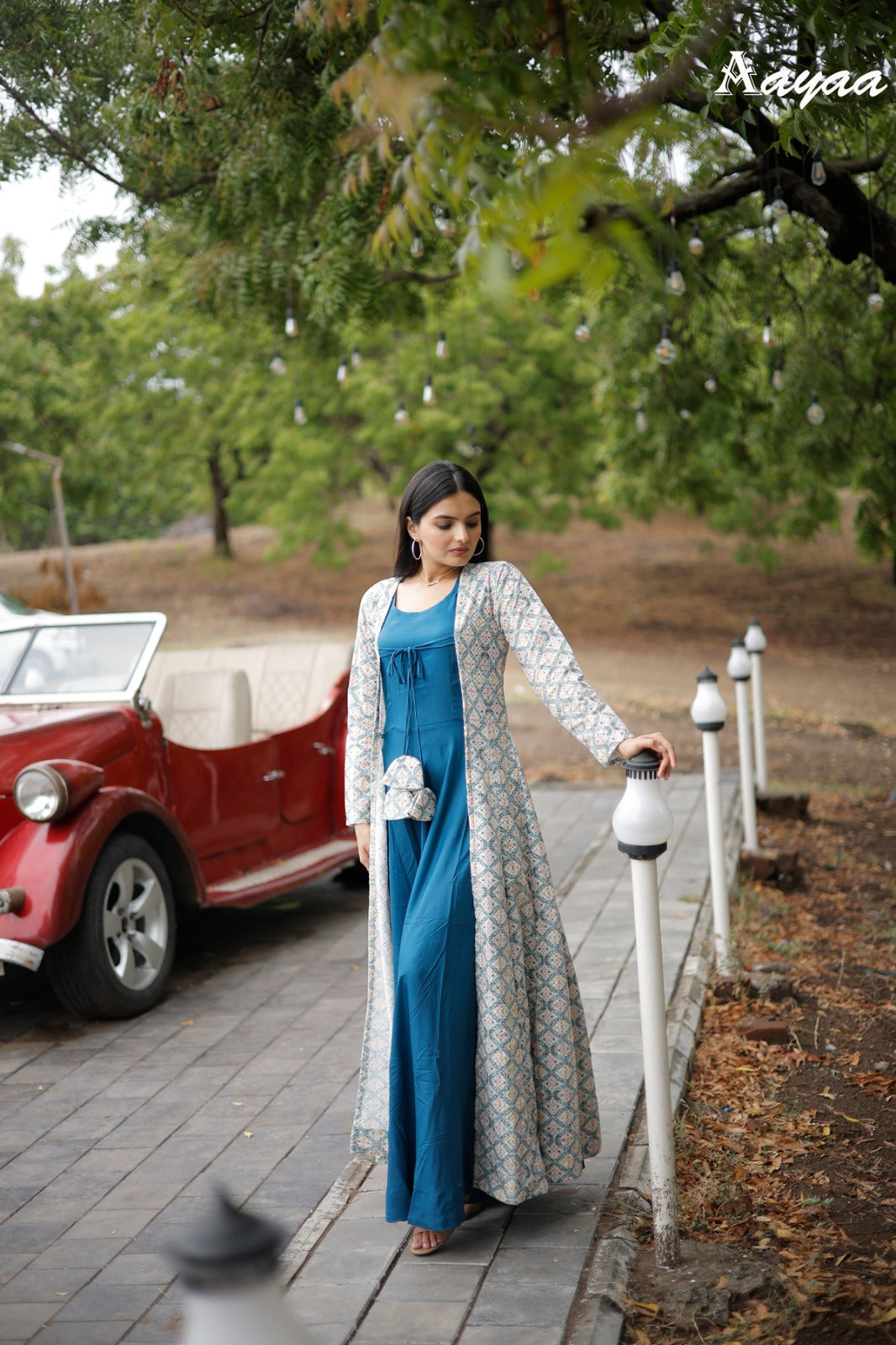 Maxi Dress One Piece Dress With Long Shrug White Satin Dress With Printed Long Shrug Set Maxi Dress One Piece Dress With Long Shrug White Satin Dress With Printed Long Shrug Set