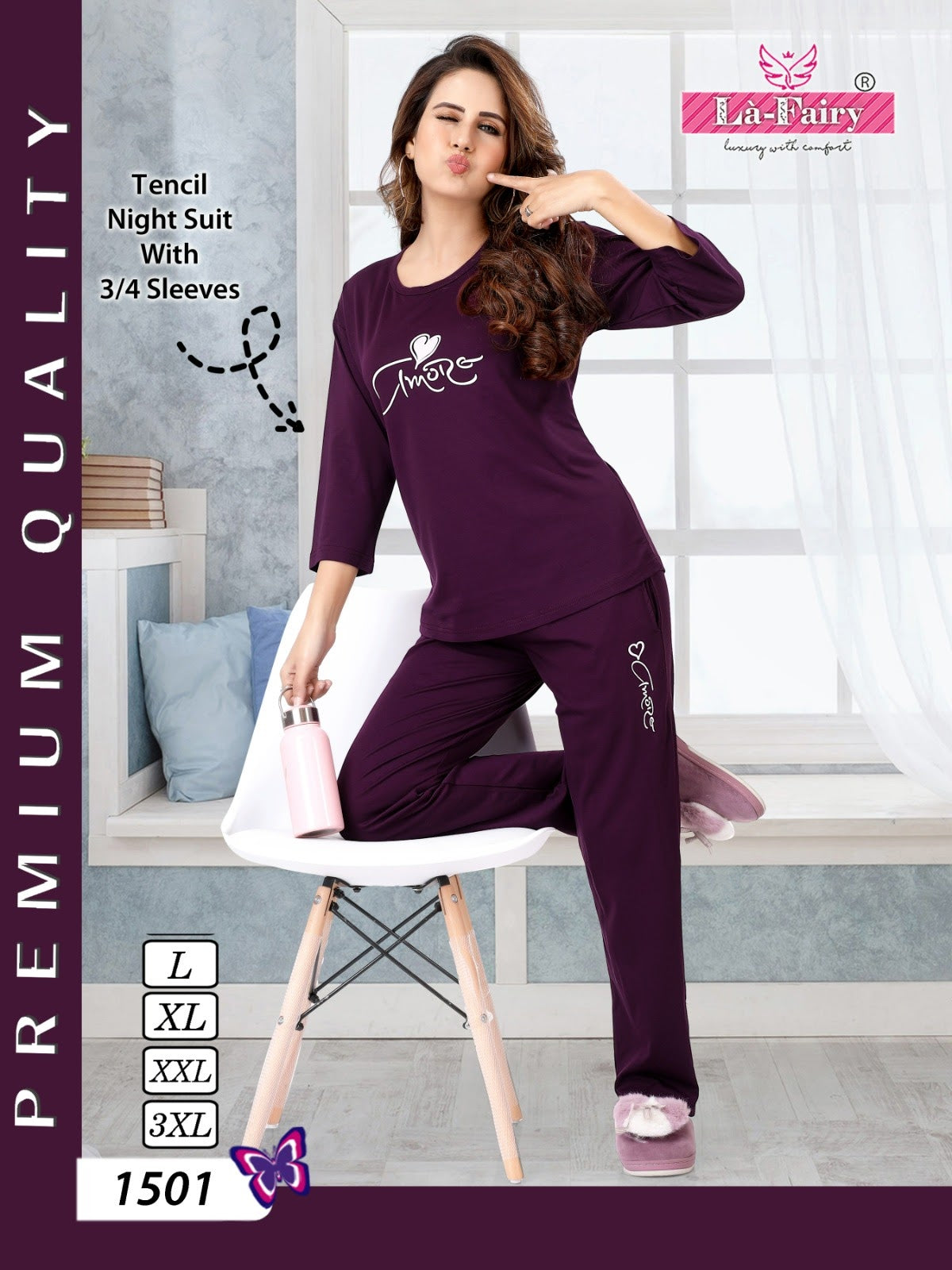 Vol 1501 La Fairy Tencil Pyjama Night Suits