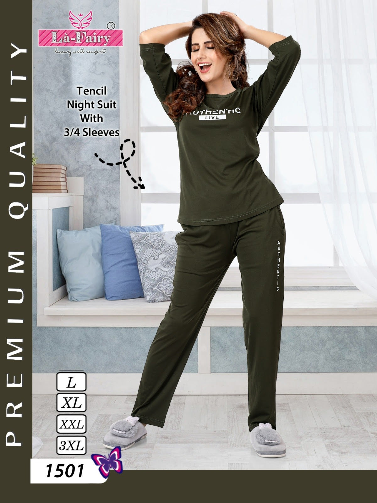Vol 1501 La Fairy Tencil Pyjama Night Suits