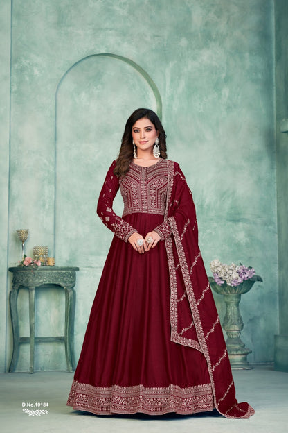 Vol 18 Anjubaa Silk Anarkali Salwar Suits