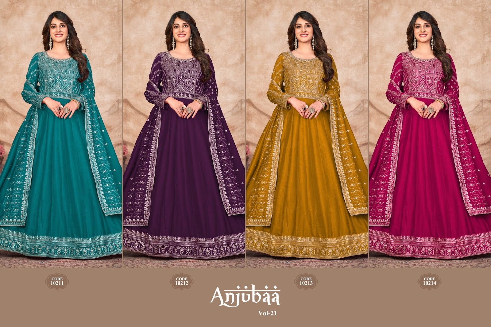 Vol 21 Anjubaa Art Silk Anarkali Salwar Suits
