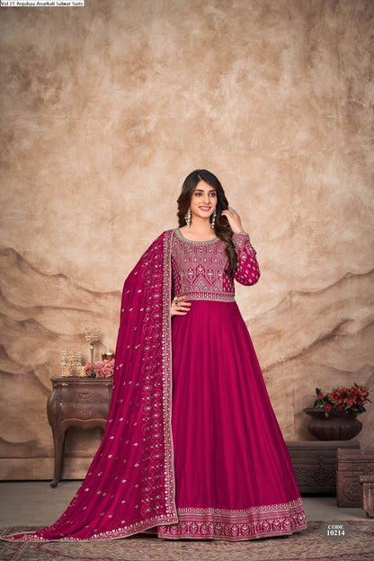Vol 21 Anjubaa Art Silk Anarkali Salwar Suits
