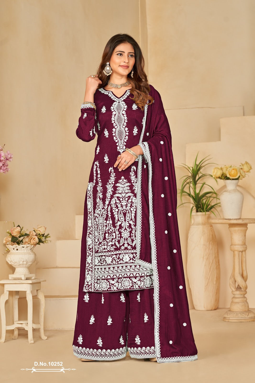 Vol 25 Anjubaa Art Silk Plazzo Style Suits