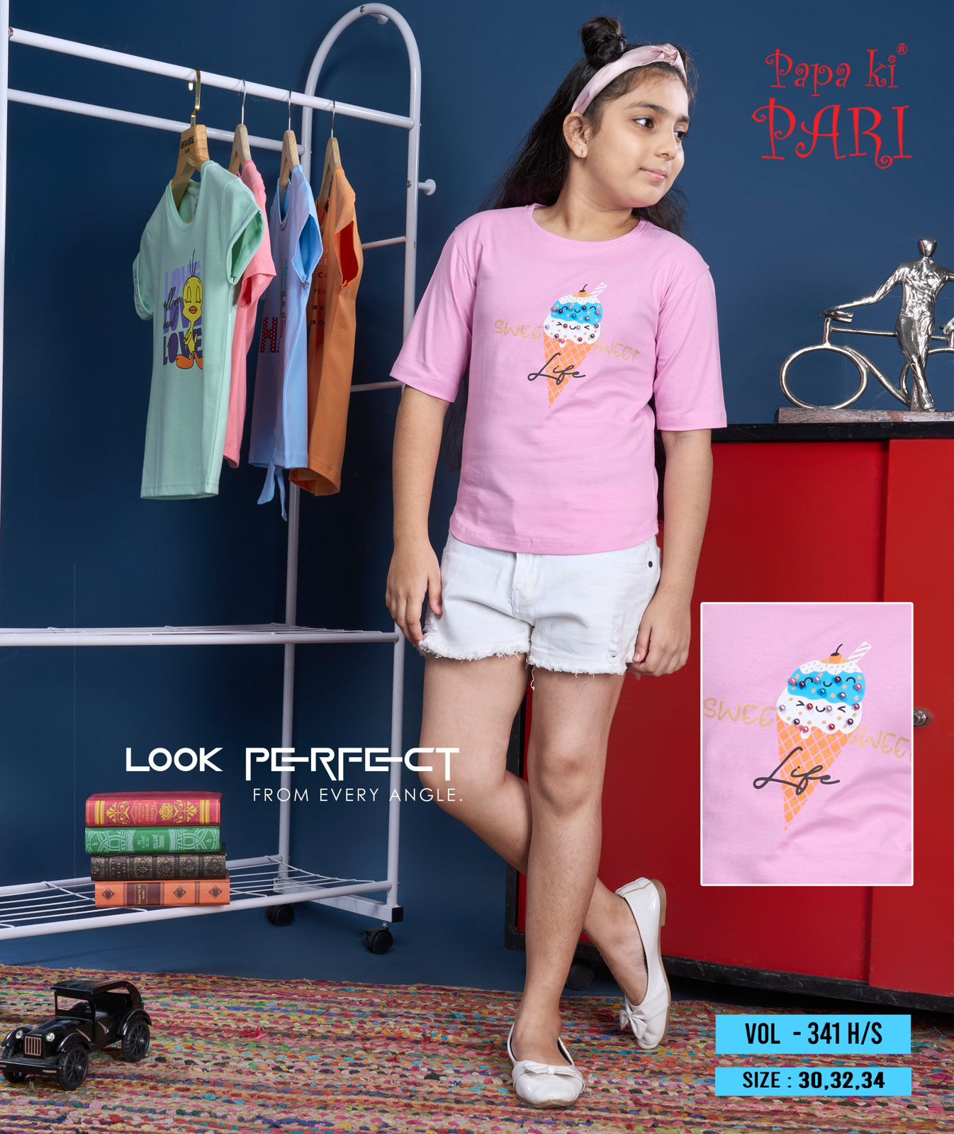 Vol 341 Papa Ki Pari Cotton Girls Tshirt