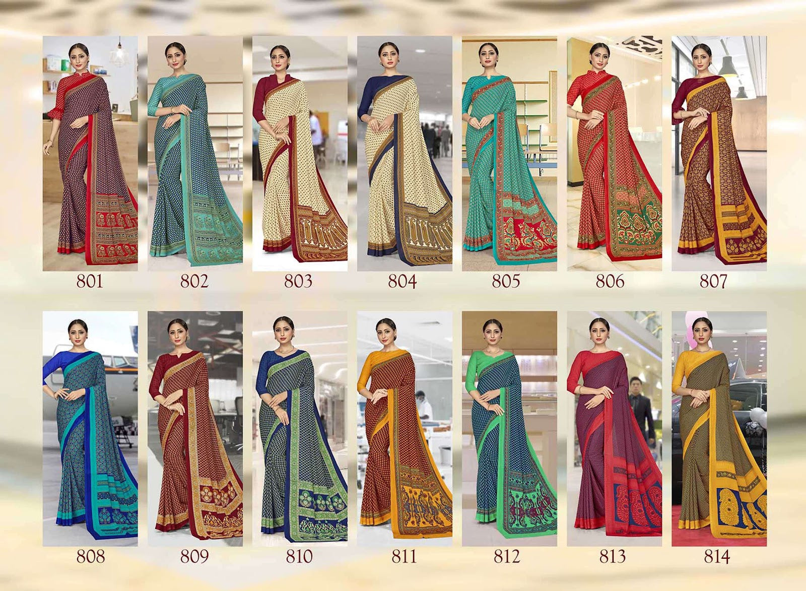 Vol 41-One Plus Bansi Fashion Crape Uniform Sarees