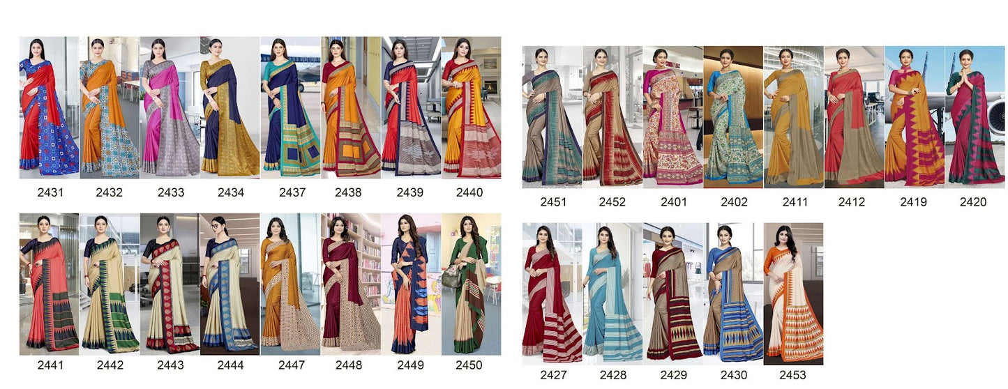 Vol 45-Cherry Silk Bansi Fashion Uniform Sarees