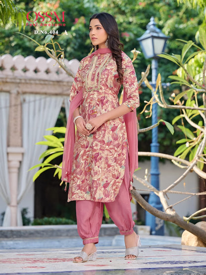 Vol 4 Ossm Chanderi Afghani Readymade Suit