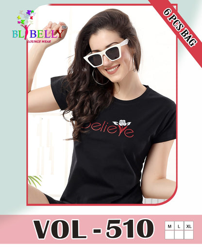 Vol 510 Belly Plain-Print Shorts Night Suits