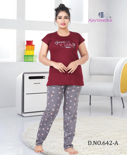 Vol 642 Kavyansika Cotton Pyjama Night Suits