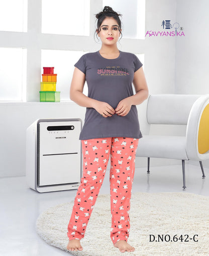 Vol 642 Kavyansika Cotton Pyjama Night Suits