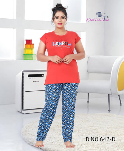 Vol 642 Kavyansika Cotton Pyjama Night Suits