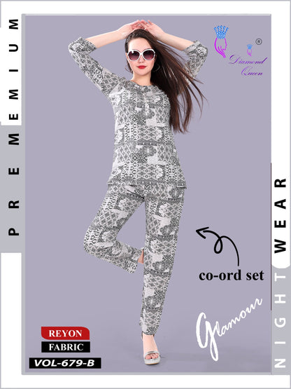 Vol 679-680 Diamond Queen Rayon Co Ord Set
