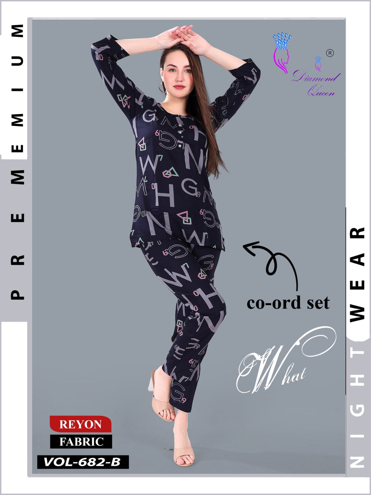 Vol 681-682 Diamond Queen Rayon Co Ord Set