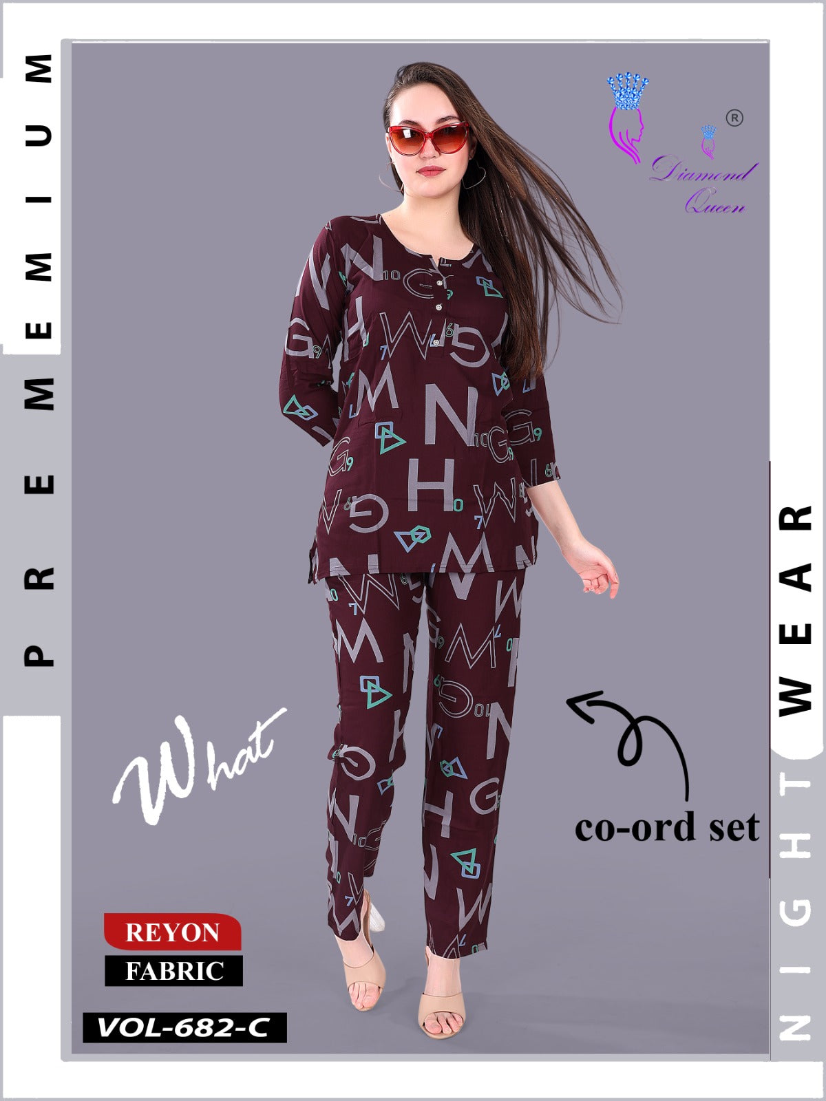 Vol 681-682 Diamond Queen Rayon Co Ord Set