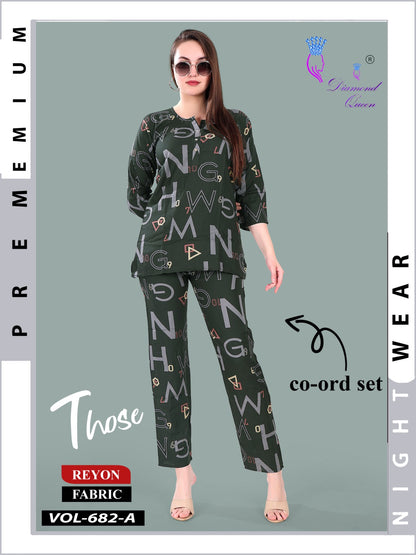 Vol 681-682 Diamond Queen Rayon Co Ord Set