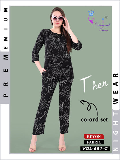 Vol 681-682 Diamond Queen Rayon Co Ord Set