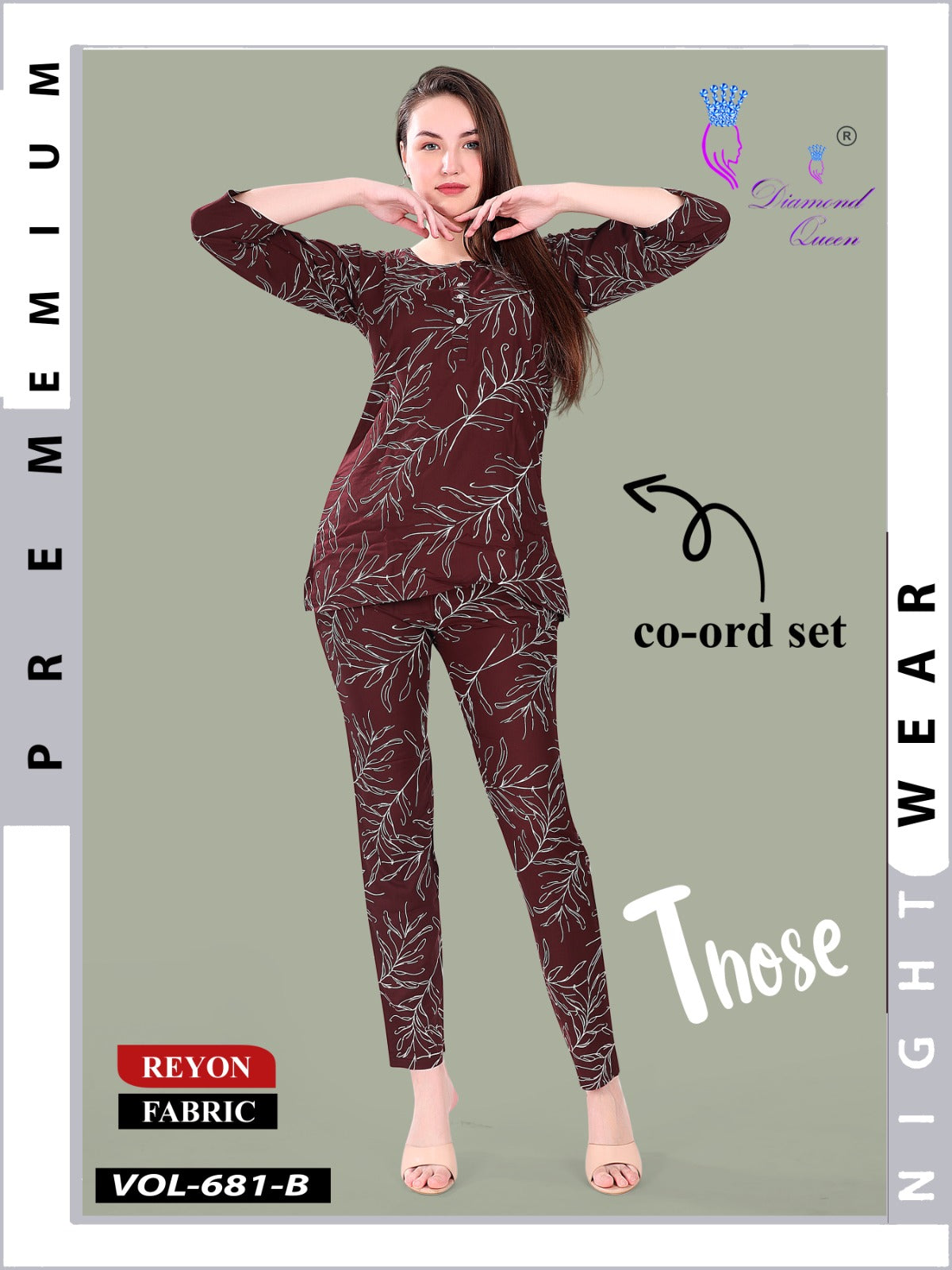 Vol 681-682 Diamond Queen Rayon Co Ord Set