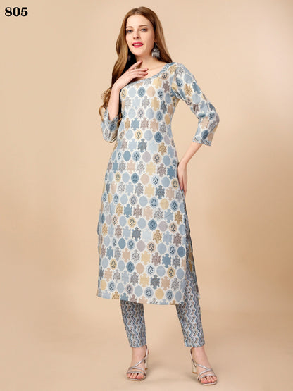 Vol 8 801 To 805 Beriston Cotton Kurti Pant Set