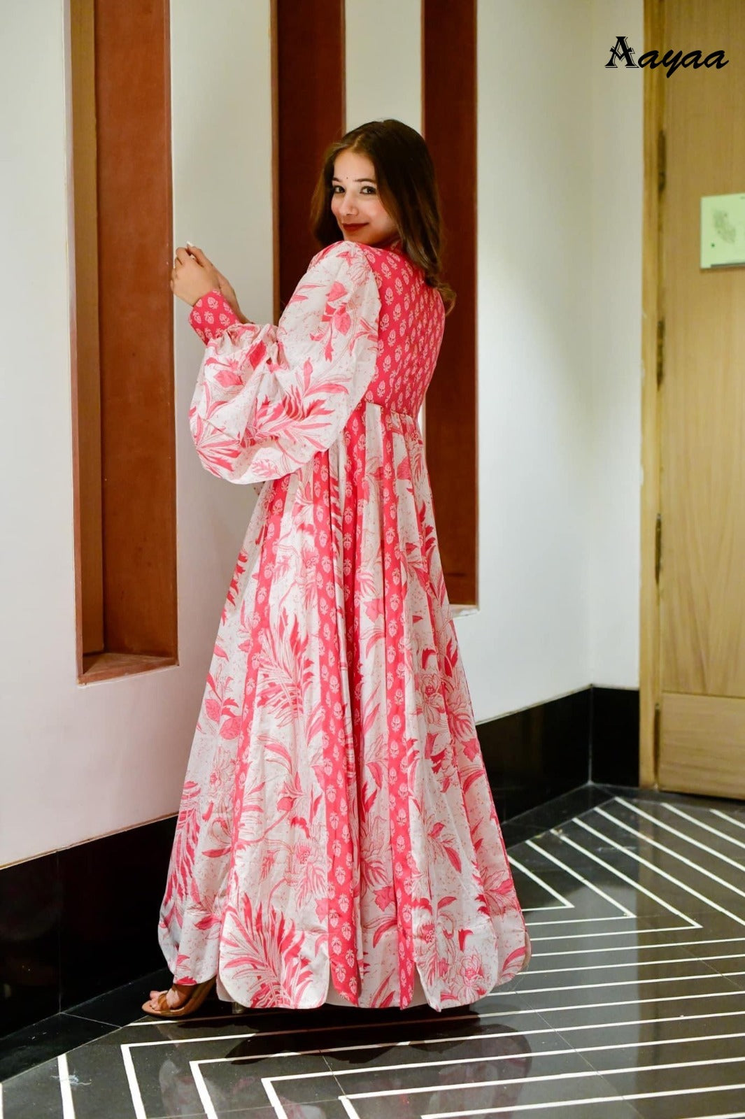 Cotton One Piece Long Checked Cotton Long One Piece Dress For