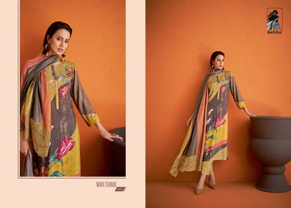 Wave Floral Sahiba Staple Twill Plazzo Style Suits