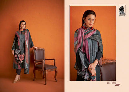 Wave Floral Sahiba Staple Twill Plazzo Style Suits