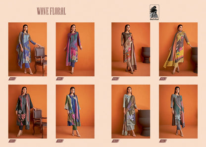 Wave Floral Sahiba Staple Twill Plazzo Style Suits