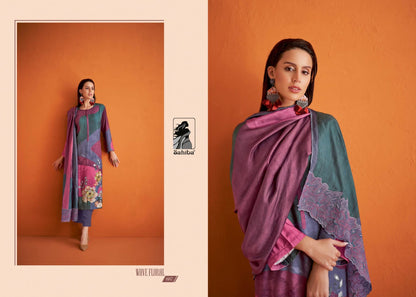 Wave Floral Sahiba Staple Twill Plazzo Style Suits