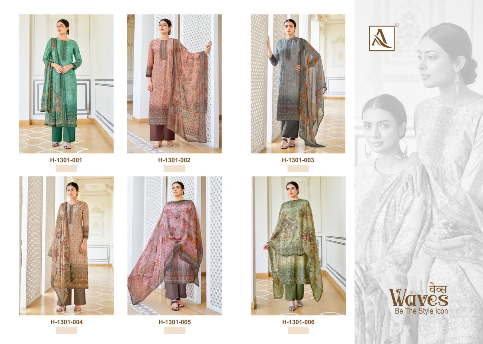 Waves Alok Viscose Muslin Pant Style Suits