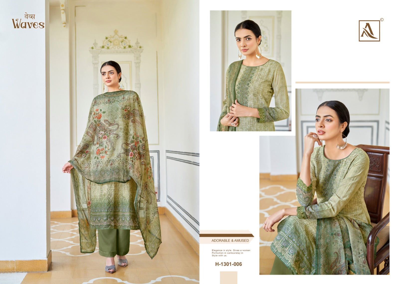 Waves Alok Viscose Muslin Pant Style Suits